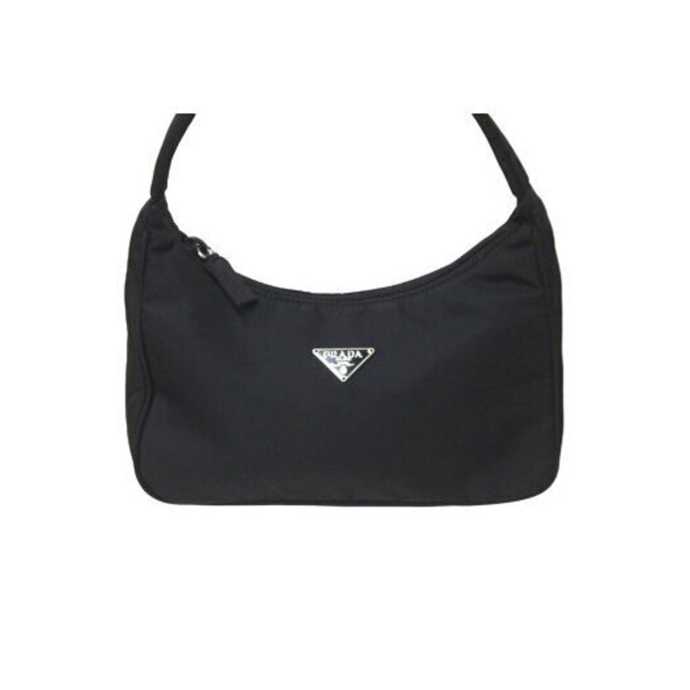 Prada Tessuto Shoulder Handbag Triangle Logo Plate Black Nylon - Picture 2 of 8